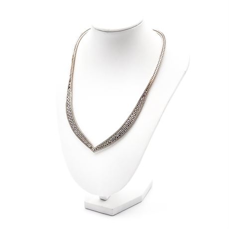 Sterling Silver V-Shaped Riccio Link Necklace