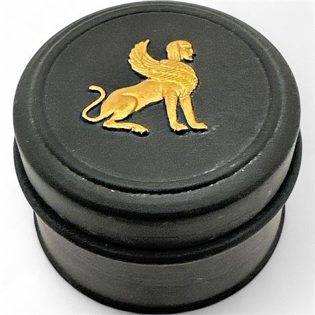 Vintage Wedgwood Black Basalt Gold Sphinx Trinket Box