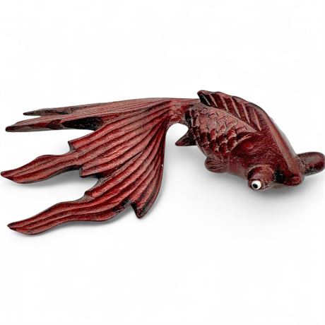 Vintage Hand-Carved Asian Koi Fish Decor