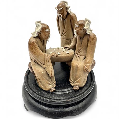 Vintage Chinese Shiwan Mudman "Men Playing Go" Figurine Group