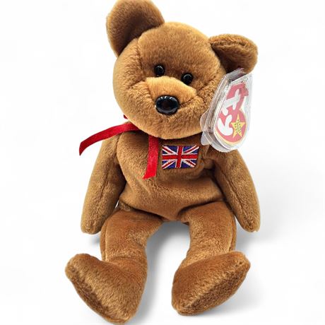 Ty Beanie Baby "Britannia" The Bear (1997) And Checkerboard Teddy Bear