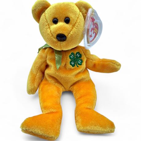 Ty Beanie Baby "4-H" (Clover) Bear And "Aurora" The Polar Bear