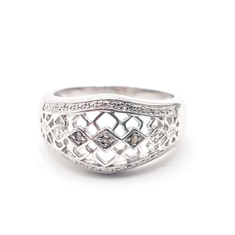 10K White Gold Filigree Diamond Ring