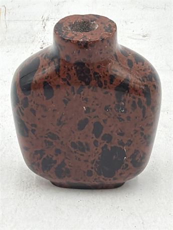 Vintage Chinese Mahogany Obsidian Snuff Bottle