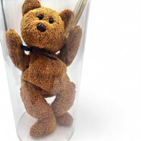 Ty Beanie Baby "Fuzz" the Bear (1999) In Protective Case