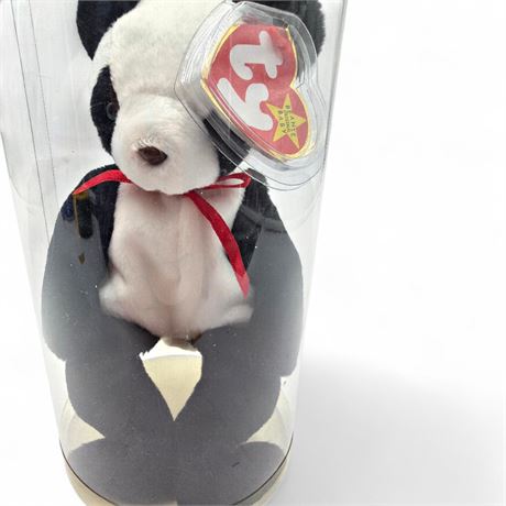 Ty Beanie Baby "Fortune" the Panda (1997) with Display Case