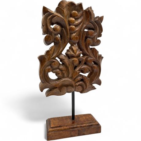 Southeast Asian Style Carved Wood Ornament On Stand