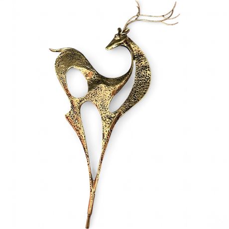 Vintage Curtis Jere Brutalist Hammered Brass Deer Sculpture (Missing Base)
