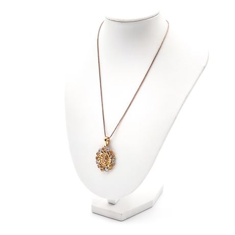 Tricolor Gold Our Lady Of Guadalupe Pendant Necklace