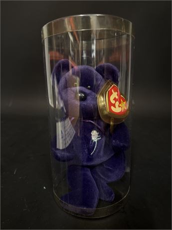 Ty Beanie Baby "Princess" Bear (1997) with Display Case