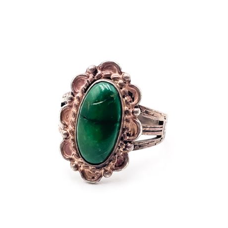 Vintage Sterling Silver And Malachite Southwest Style Ring
