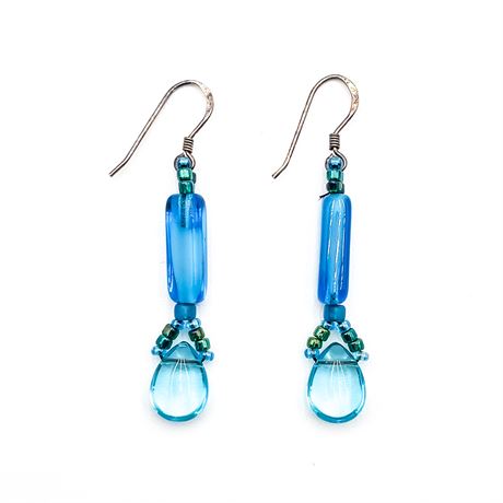 Pair Of Blue Glass Beaded Dangle earrings