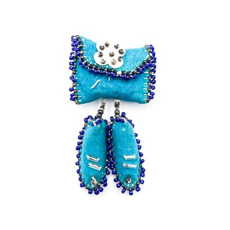 Native American Style Handmade Suede And Bead Pin