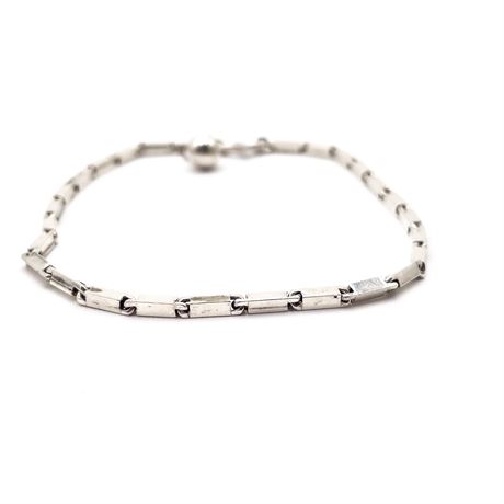 Sterling Silver Bar Link Bracelet With Ball Charm