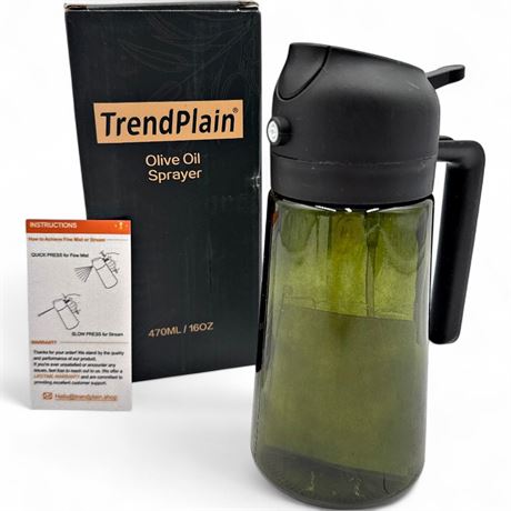 TrendPlain 2-in-1 Glass Olive Oil Dispenser & Sprayer (16oz)