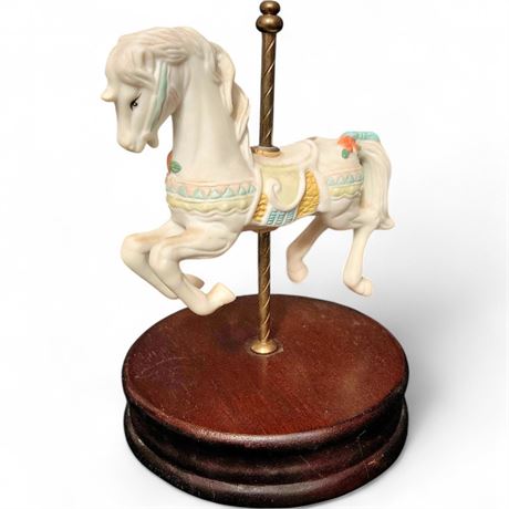 Vintage Interpur Porcelain Carousel Horse Music Box