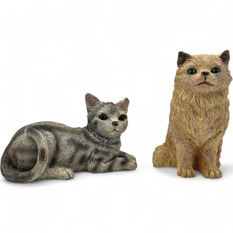 Pair Of Russ Berrie & Co. Realistic Resin Cat Figurines (Item No. 14113 & 14126)