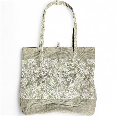 Green Paisley Cotton Tote Bag