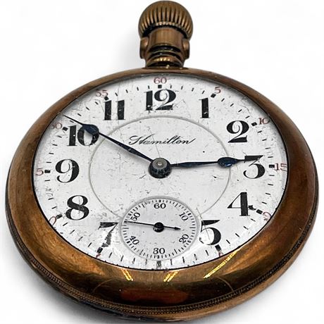 Antique Hamilton Railroad-Grade Open-Face Pocket Watch
