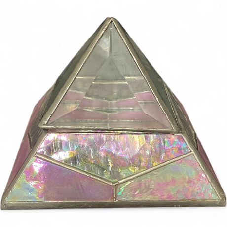 Handmade Stained Glass Hinged Pyramid