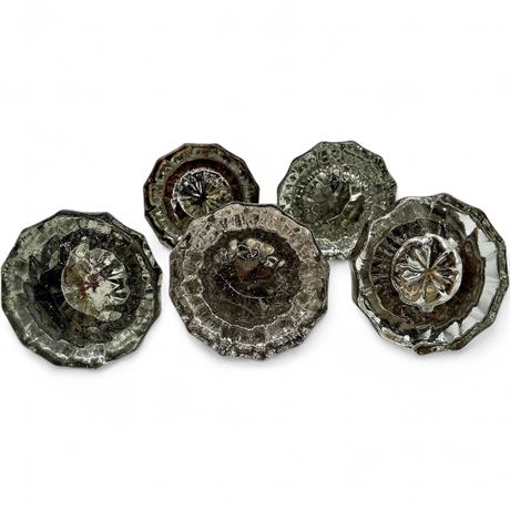 Group Of Five Vintage Mercury Glass Knobs