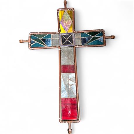 Handmade Copper & Stained Glass Wall Cross