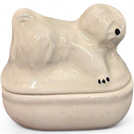 Vintage Ceramic Dog Trinket Box