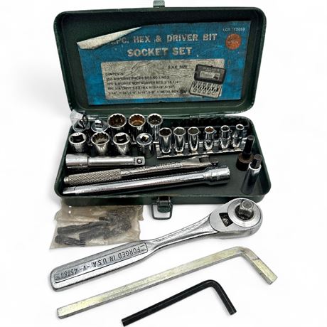 Vintage S-K Tools 20-piece 3/8-inch Drive Socket Set With Metal Case