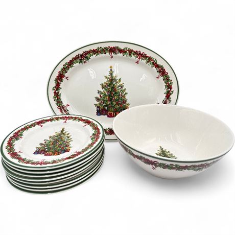 Christopher Radko Holiday Christmas Tree Dinnerware Set (10 pcs)