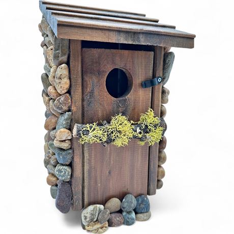 Rustic River Stone & Wood Decorative Birdhouse