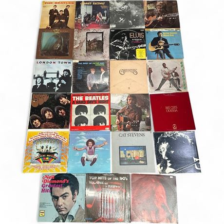 Vintage Rock & Pop Vinyl Record Lot (~23 LPs, incl. Beatles, CCR, The Who)