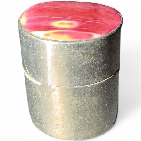 Small Round Brass Trinket Box With Enamel Inlay