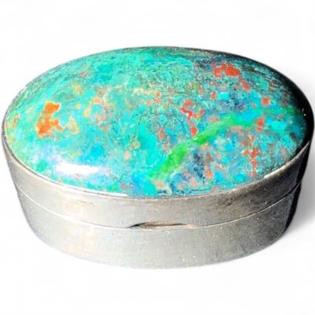 Vintage Mexican Trinket Box With Stone