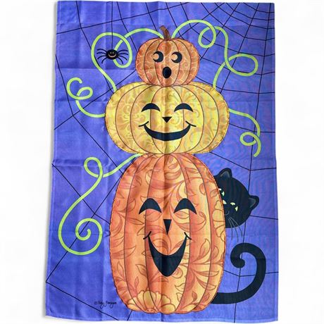 Patty Finnigan "Stacked Pumpkins" Applique Garden Flag