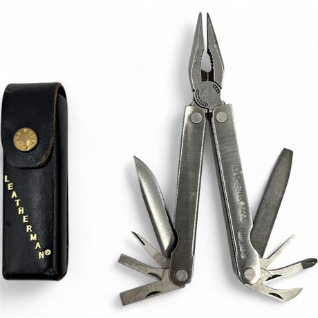 Vintage Leatherman PST Multi-Tool w/ Gold Script Leather Sheath