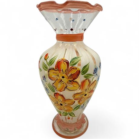 Tracy Porter Hand-Painted Floral Glass Vase