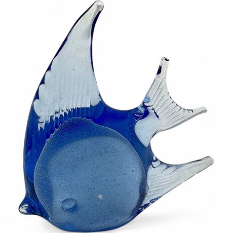 Blue Murano Style Art Glass Angelfish Figurine