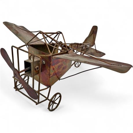 Vintage Hong Kong Copper Wire Biplane Music Box