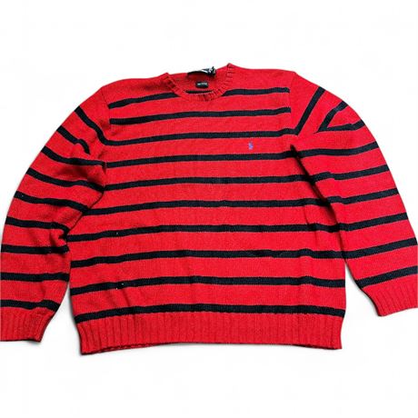 Polo by Ralph Lauren Men's Red & Navy Striped Cotton Crewneck...