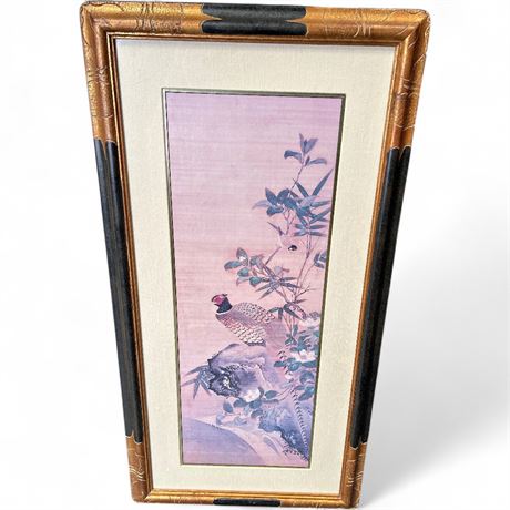 Framed Japanese Bird And Botanical Art Print