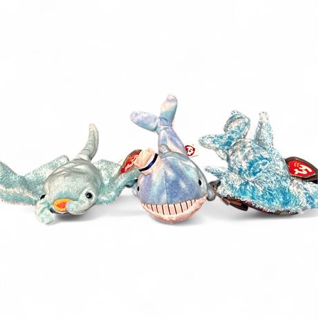 Group Of Three Ty Beanie Babies From The "Water Creatures" Collection