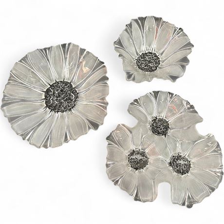 Set Of Three Mikasa "Sunflower" Glass Serving Dishes