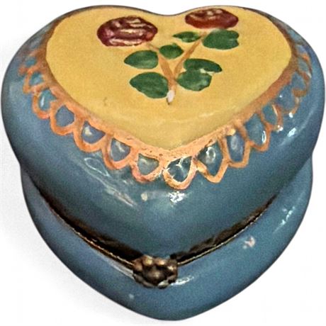 Vintage Heart-Shaped Ceramic Trinket Box