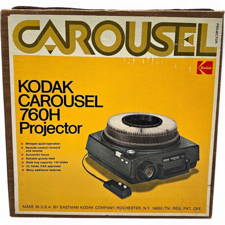 Kodak Carousel 760H Auto-Focus Slide Projector with Box and Lens