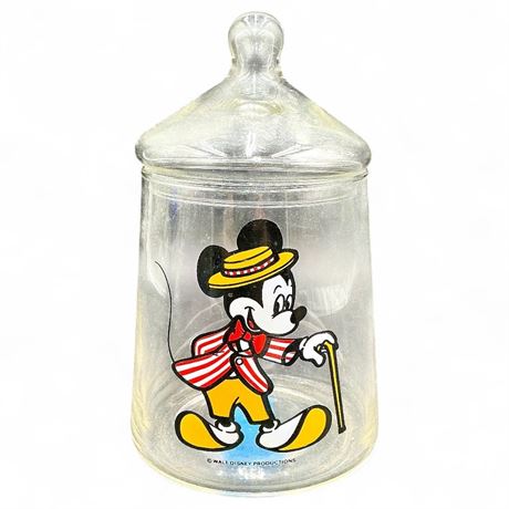 1970s Disney Mickey Mouse Glass Apothecary Jar