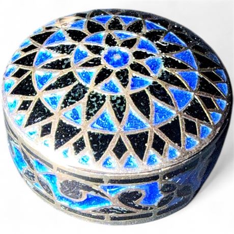Vintage Cloisonné Round Trinket Box