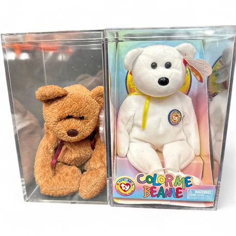 Pair OfTy Beanie Babies "Color Me Beanie " + “Curly”