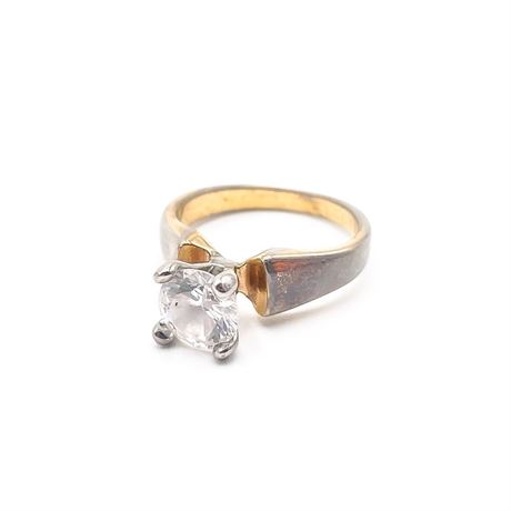 Gold-Plated Cubic Zirconia Ring, Size 6