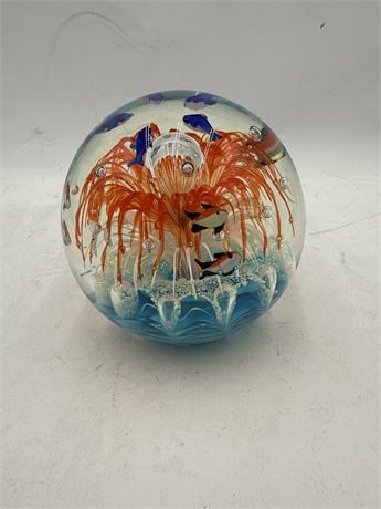Vintage Murano-Style Glass Aquarium Paperweight
