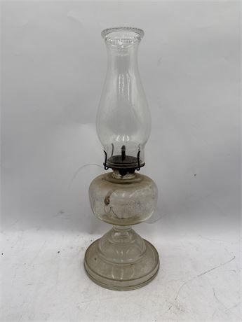 Antique Glass Oil Lamp With Pedestal Base